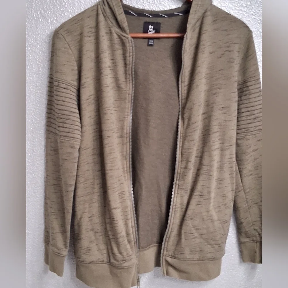 Olive Heathered Lightweight Jacket With Hood   Size L
